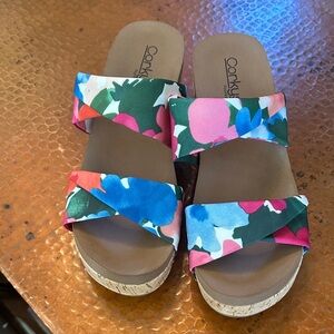 Corkys Floral Twist Wedge Sandals